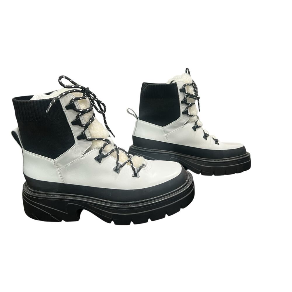 New! Marc Fisher Izuma Lugsole Boots in White/Black - Size 7.5 (MSRP $259) - Picture 8 of 11